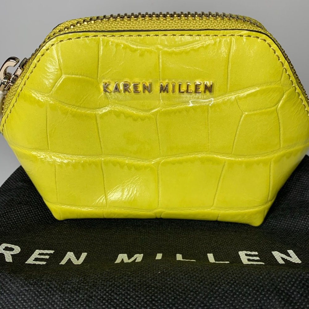KAREN MILLEN Yellow Vinyl Cosmetic Bag